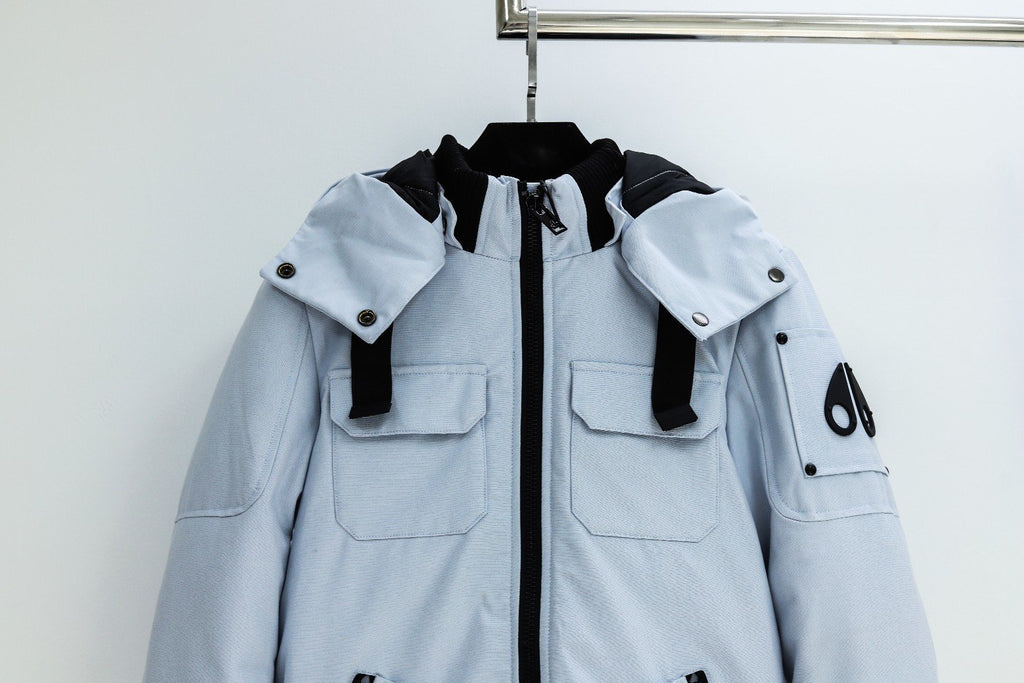 Moose Knuckles Contrast Panel Hooded Puffer Jacket