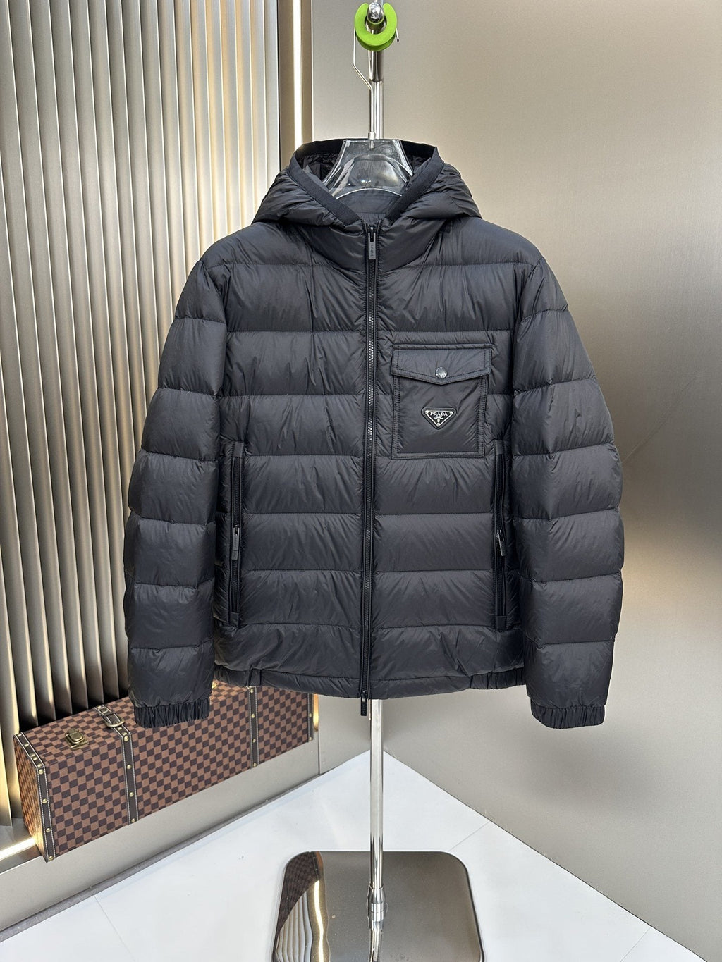 Prada Black Hooded Puffer Jacket