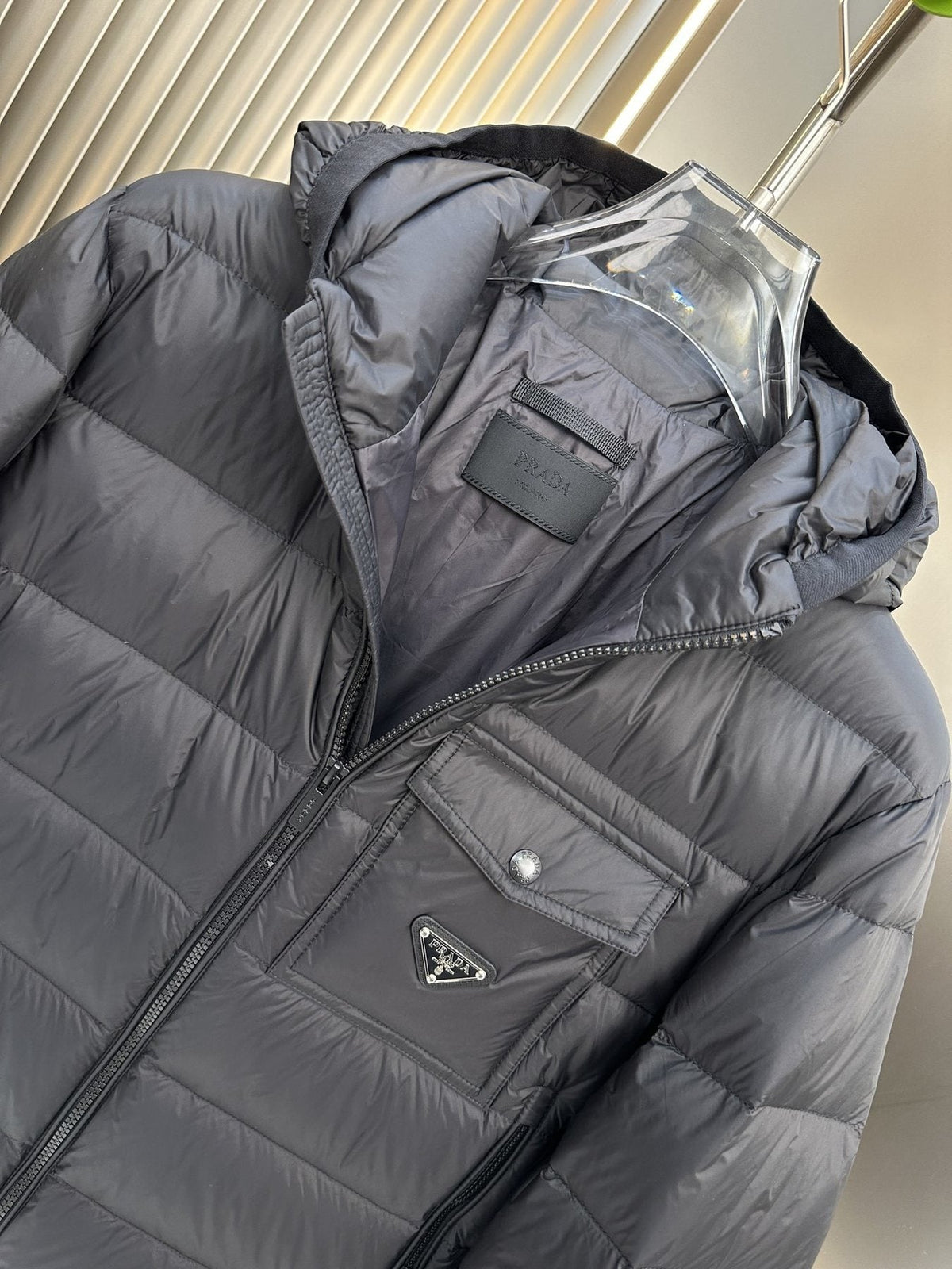Prada Black Hooded Puffer Jacket