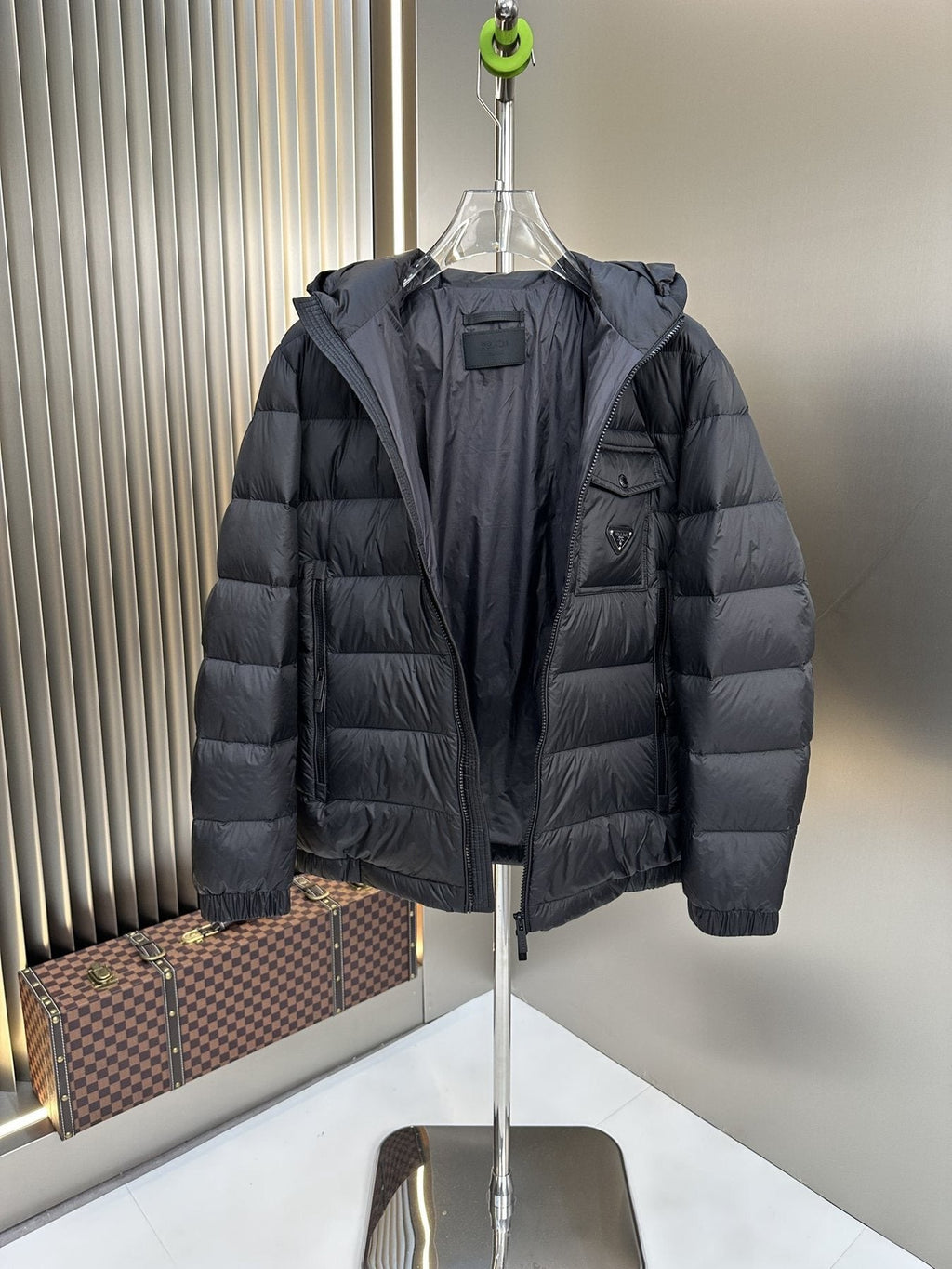 Prada Black Hooded Puffer Jacket
