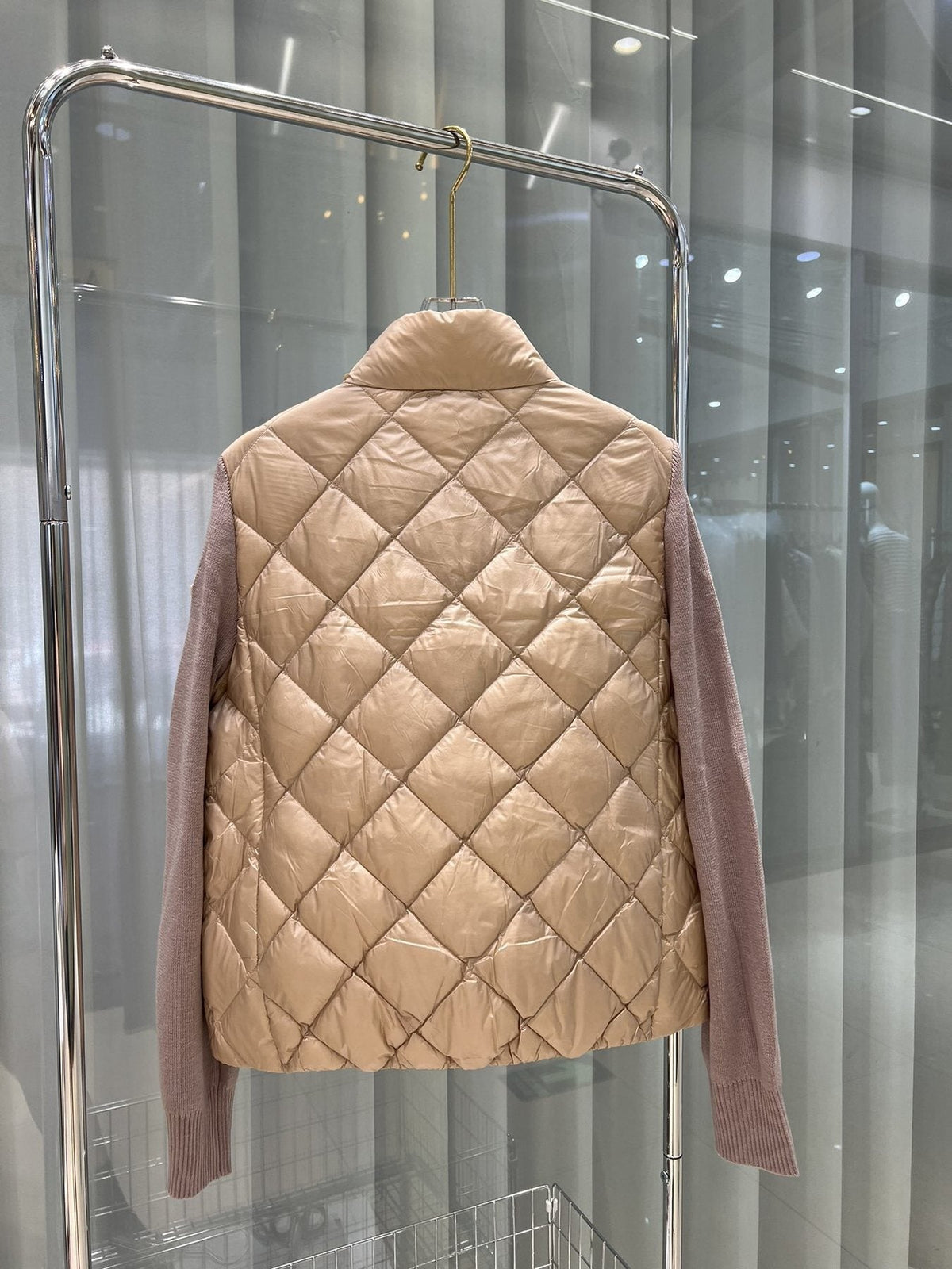 Moncler Diamond-Quilted Knit Sleeve Jacket