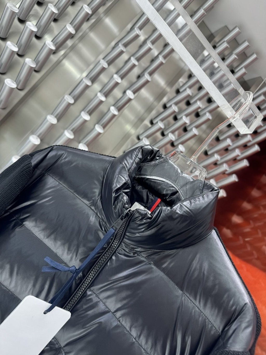 Moncler Black Quilted Knit-Sleeve Jacket