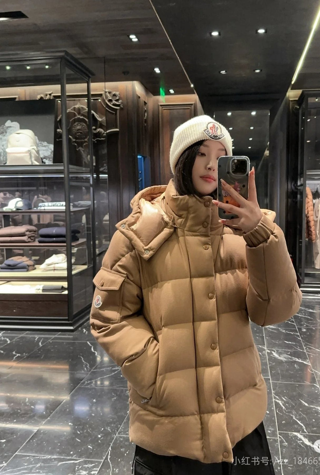 Moncler Matte Short Hooded Puffer Coat