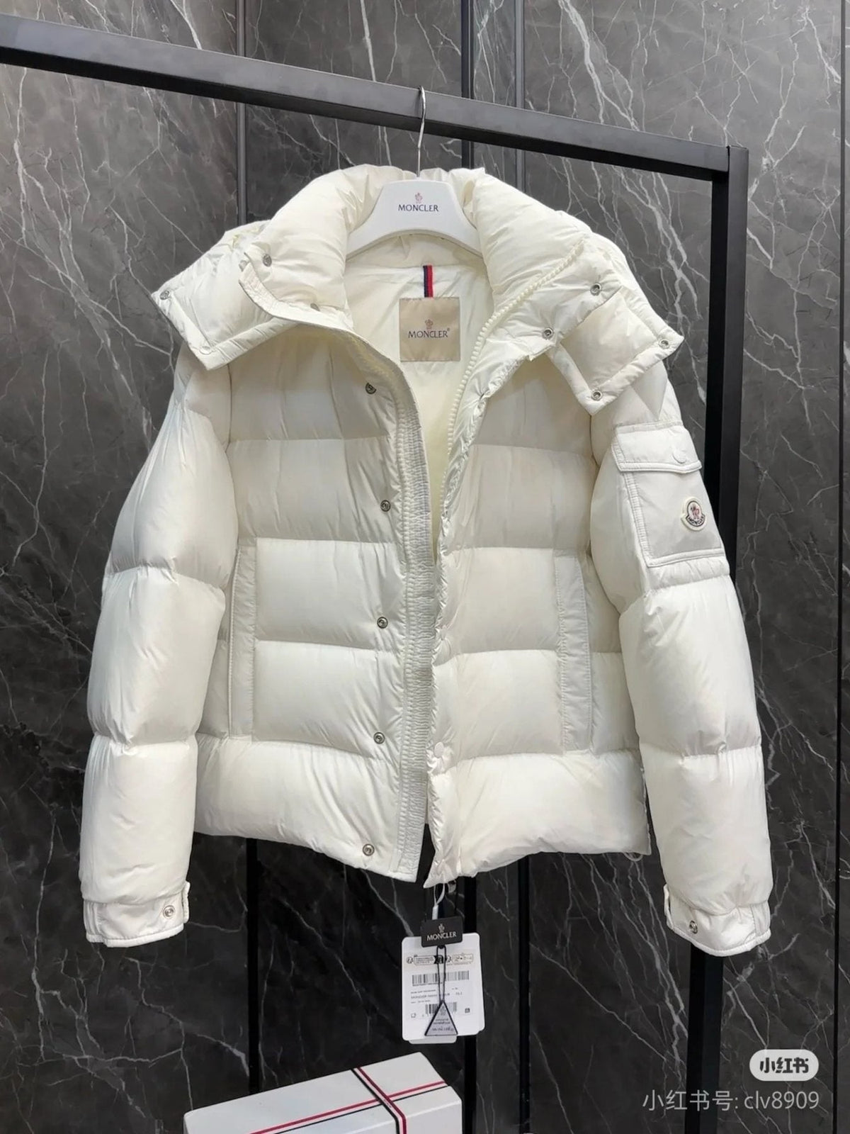 Moncler Matte Short Hooded Puffer Coat