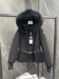 Moncler Women's Belted Fur-Trim Hood Short Down Ski Coat