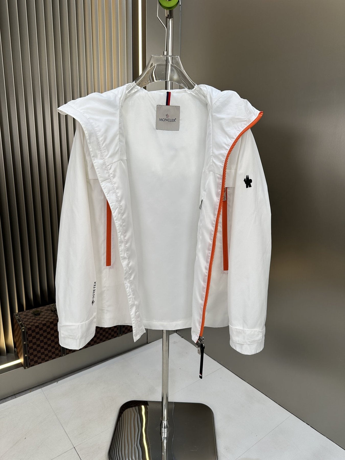 Moncler Hooded Contrast-Zip Jacket