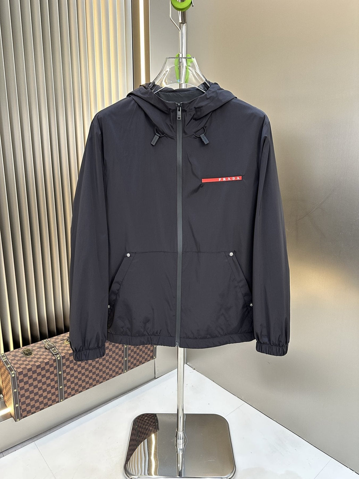 Prada Hooded Zip-Front Jacket