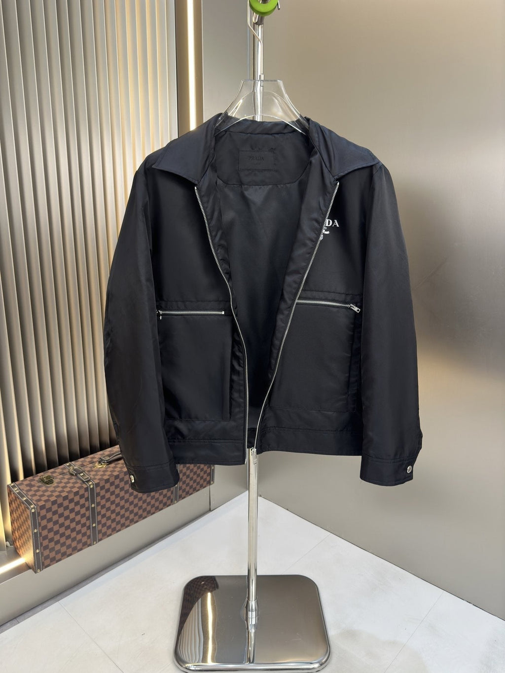 Prada Zip-Front Collared Jacket