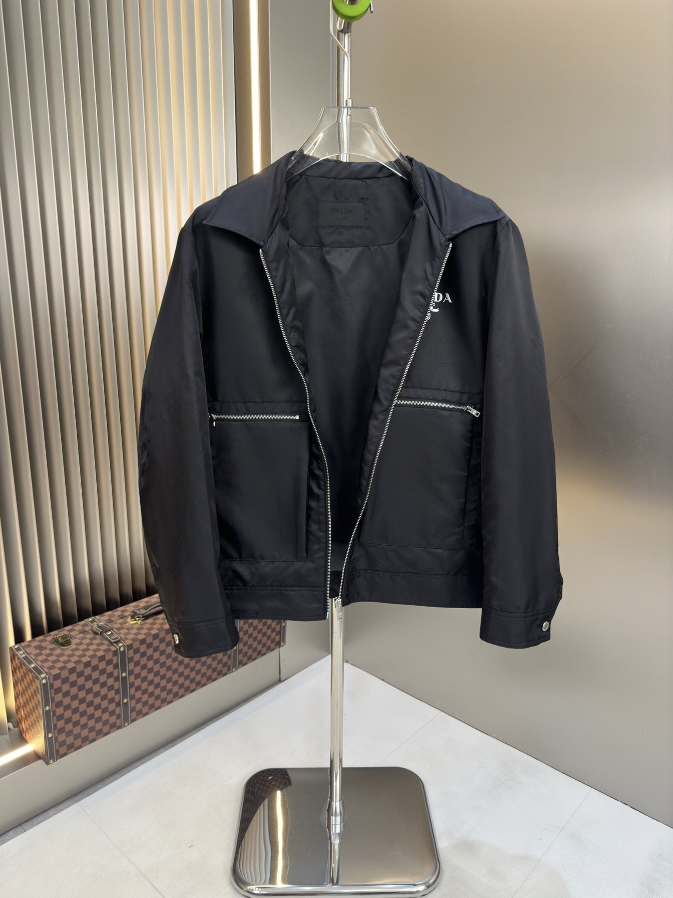 Prada Zip-Front Collared Jacket