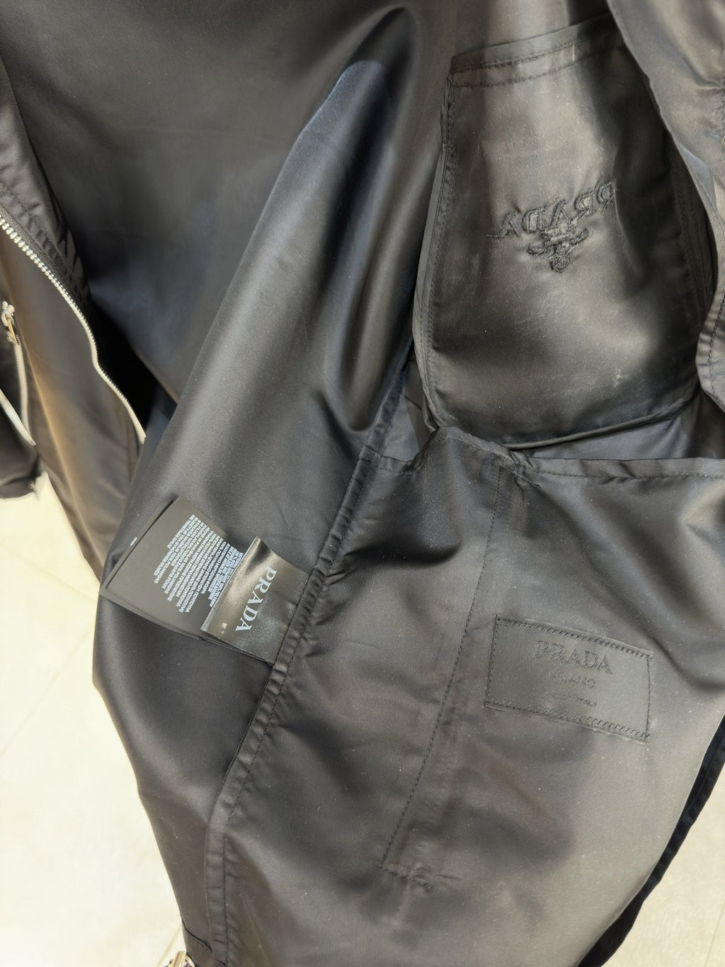 Prada Black Hooded Zip-Front Jacket