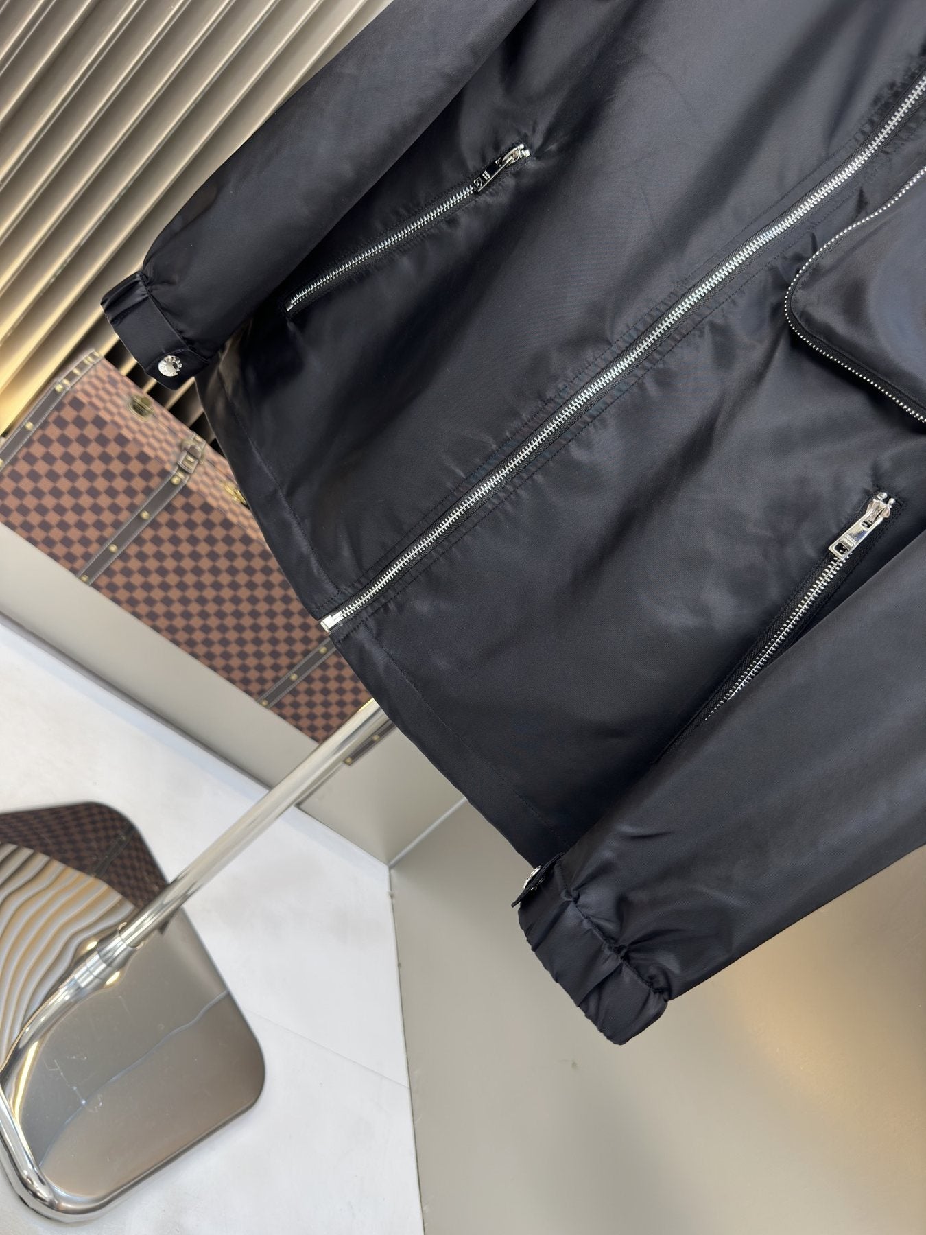 Prada Black Hooded Zip-Front Jacket