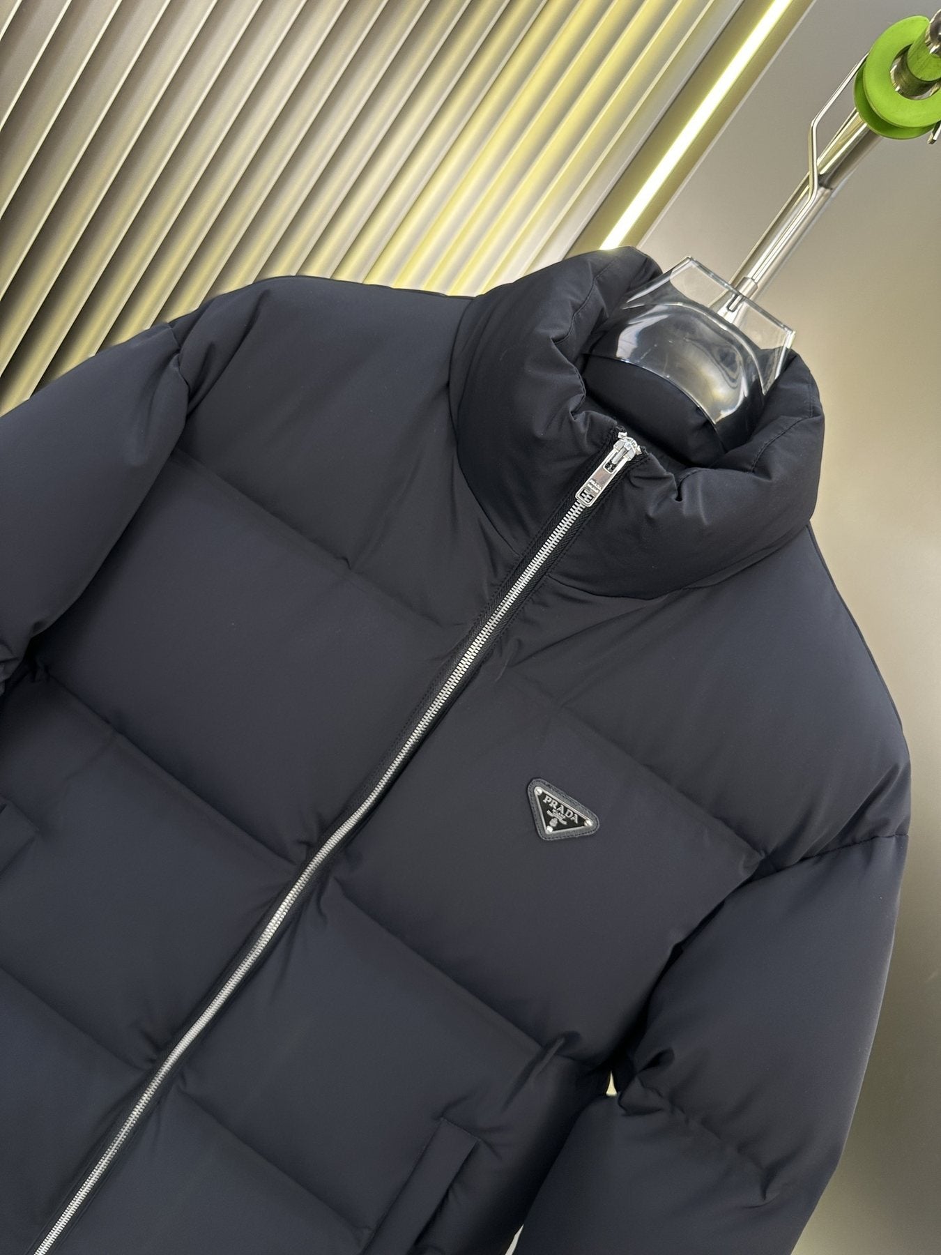 Prada Quilted Triangle-Badge Puffer Jacket