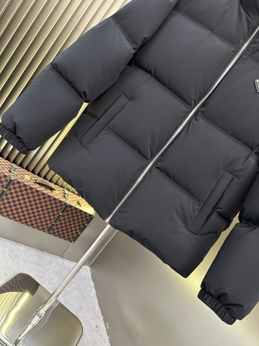 Prada Quilted Triangle-Badge Puffer Jacket