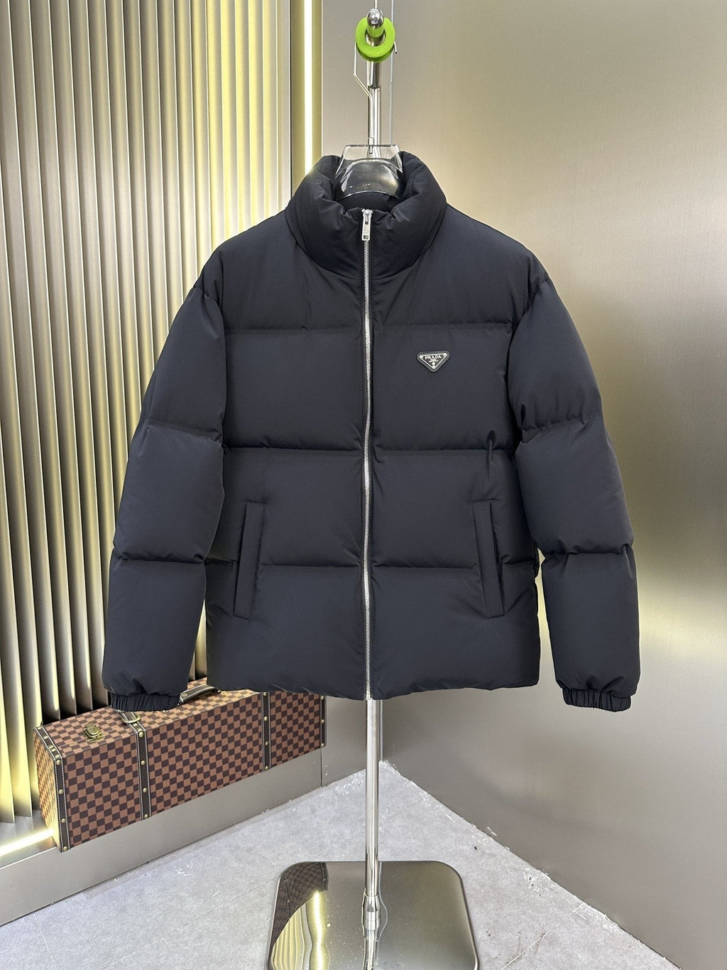 Prada Quilted Triangle-Badge Puffer Jacket