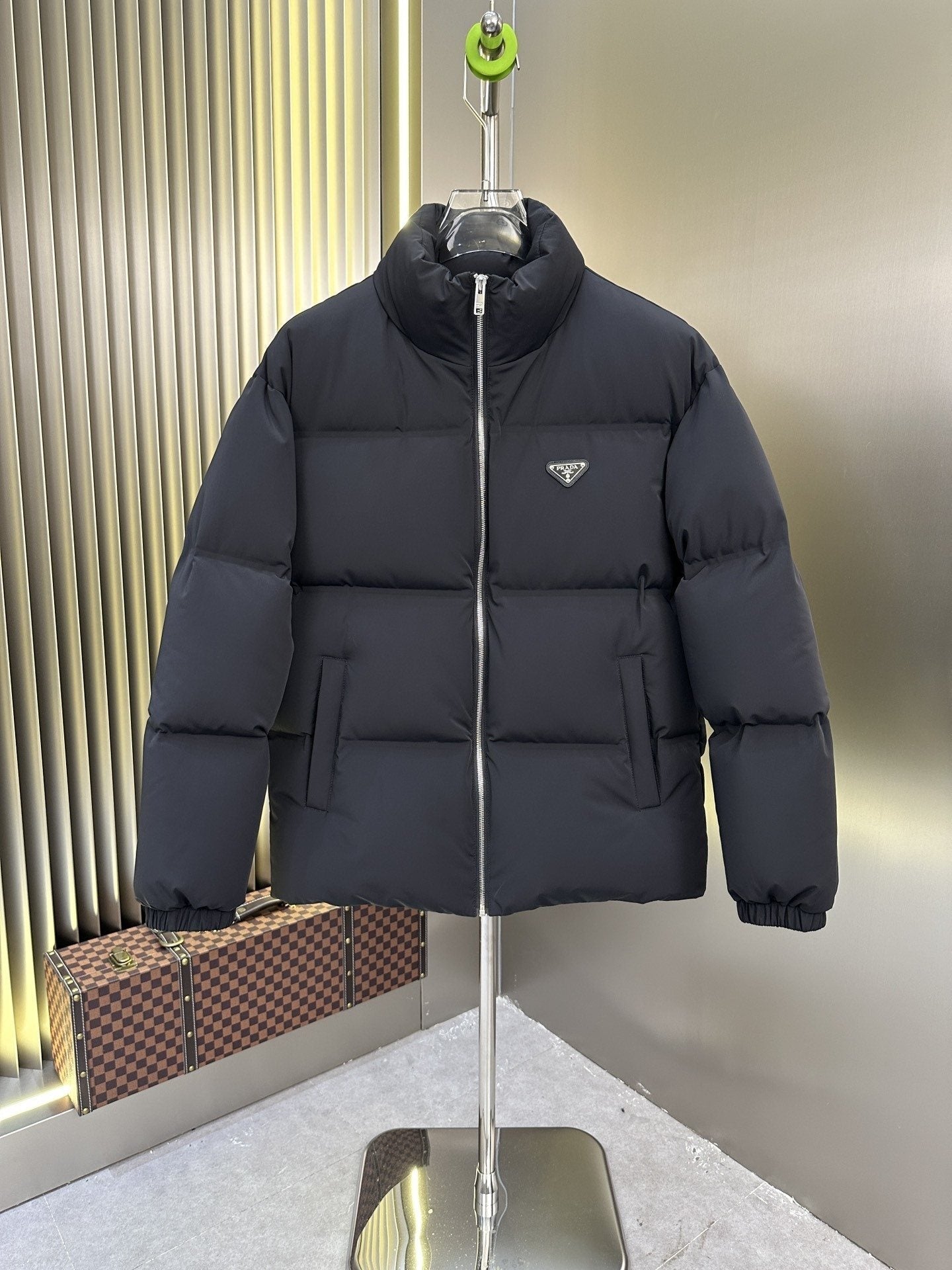 Prada Quilted Triangle-Badge Puffer Jacket