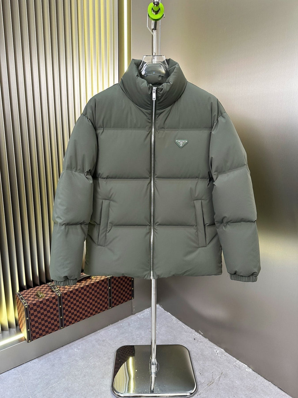 Prada Quilted Triangle-Badge Puffer Jacket