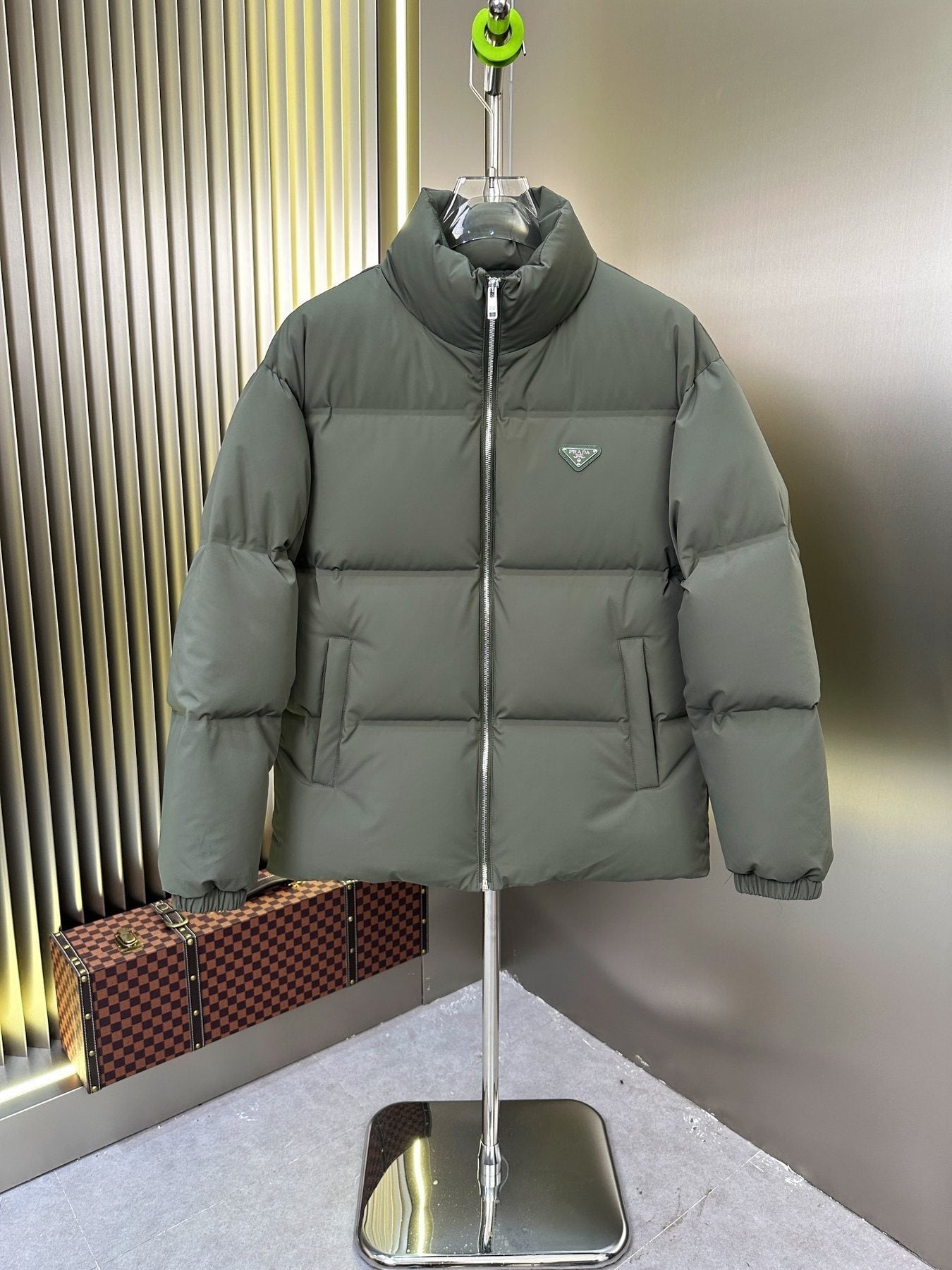 Prada Quilted Triangle-Badge Puffer Jacket