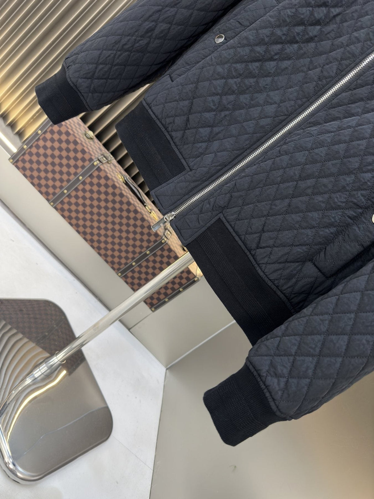 Burberry Navy Quilted Bomber Jacket