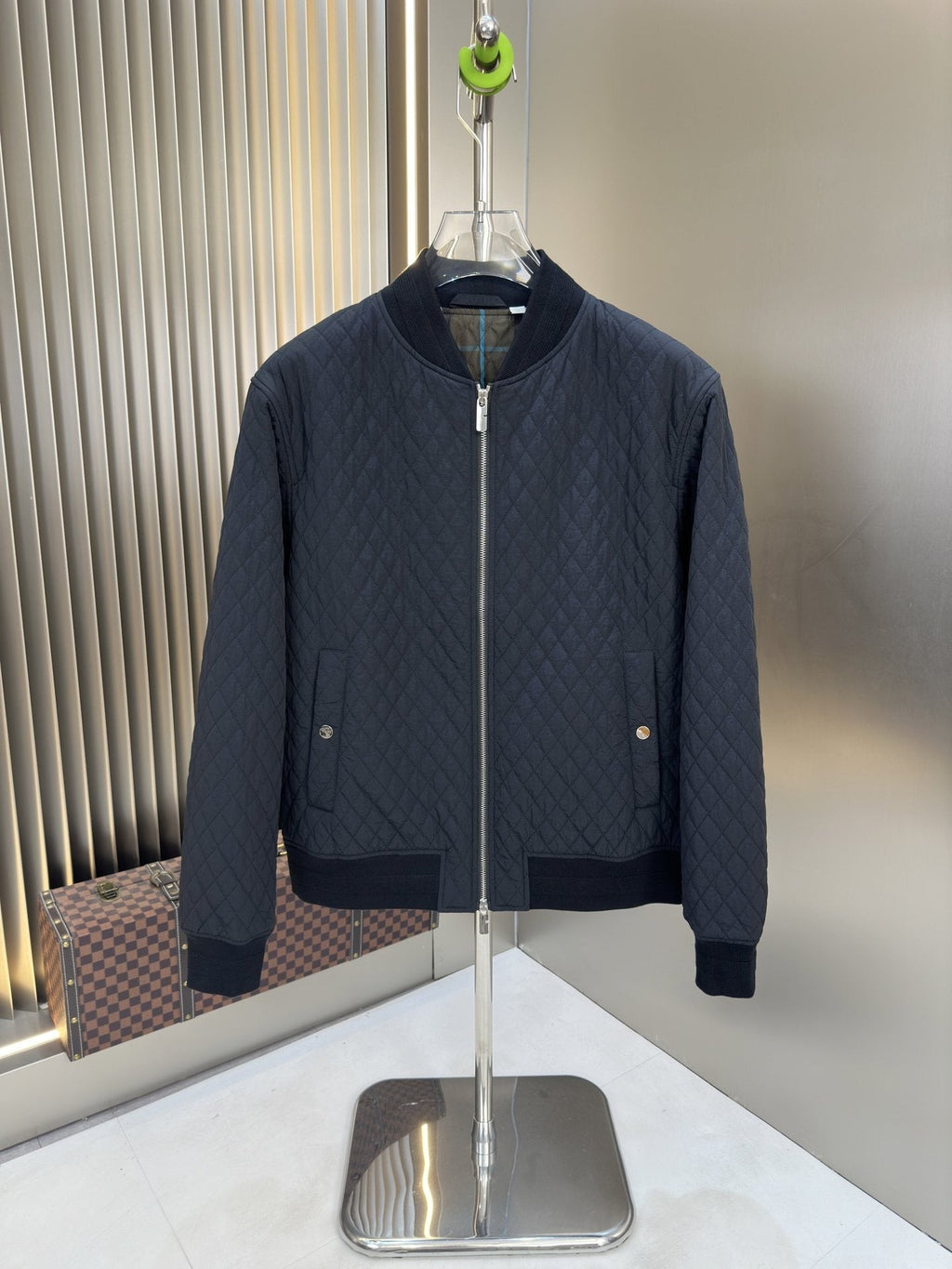 Burberry Navy Quilted Bomber Jacket