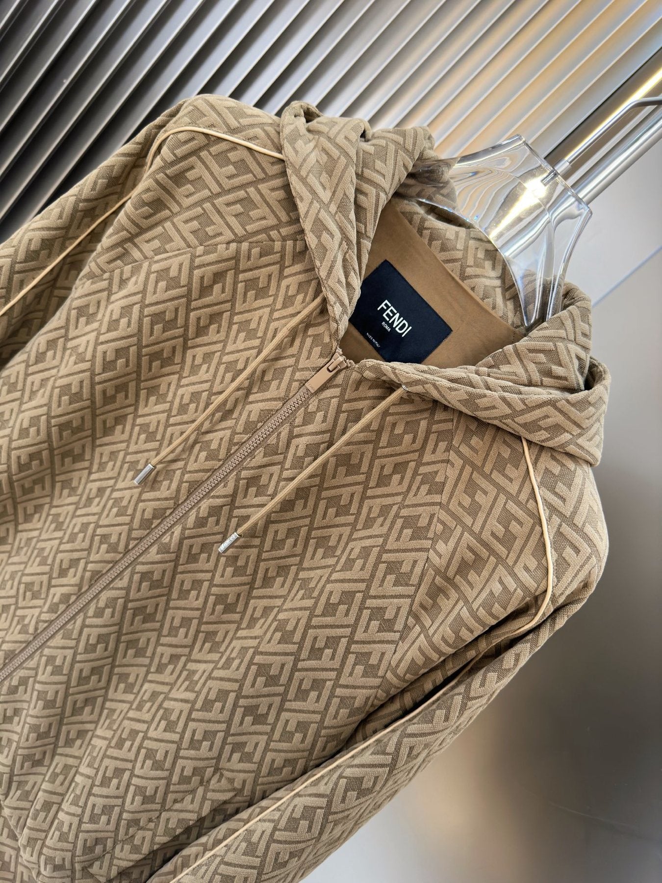 Fendi All-Over Monogram Full-Zip Hoodie