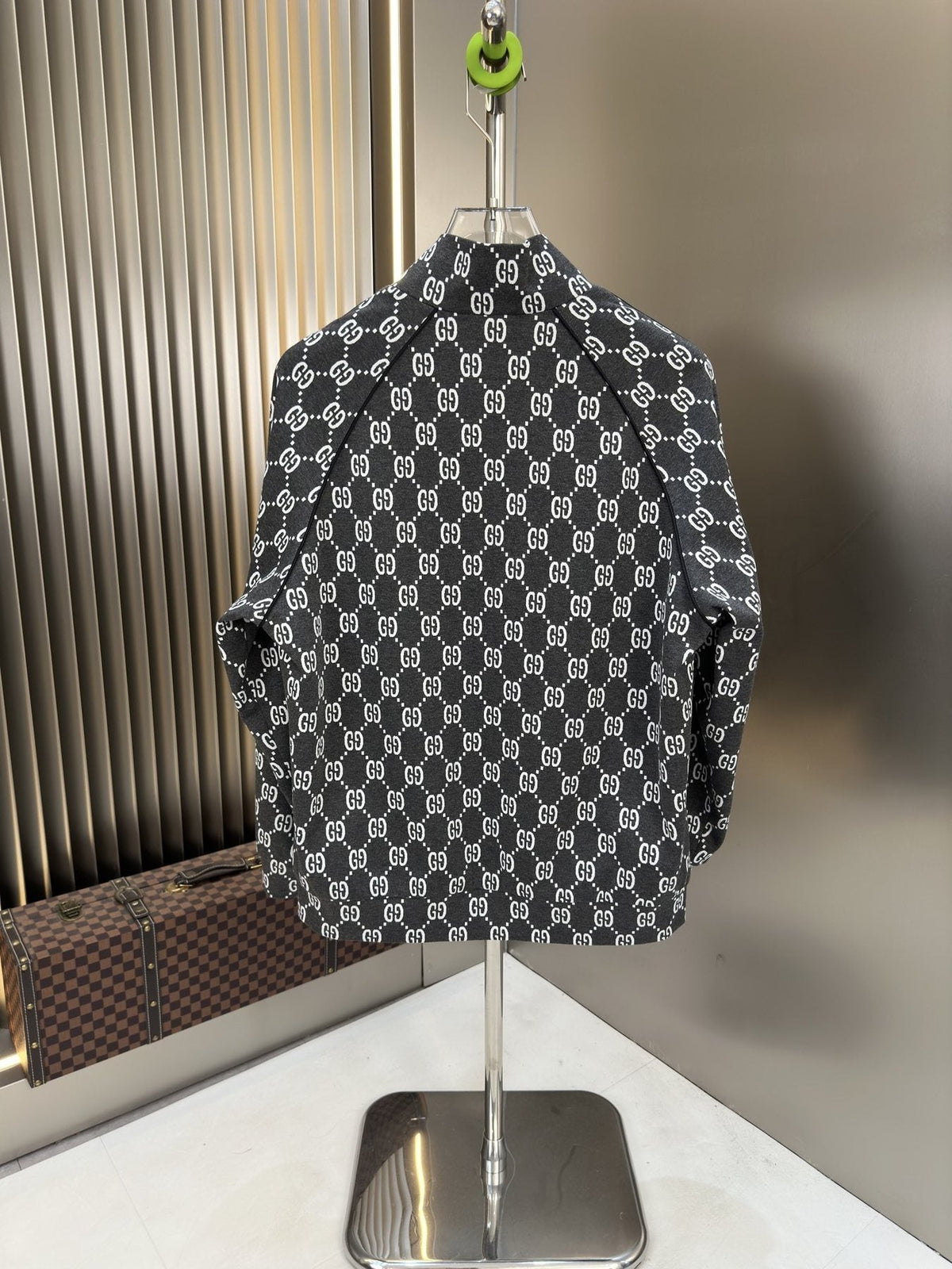Gucci Black Monogram Zip-Front Jacket