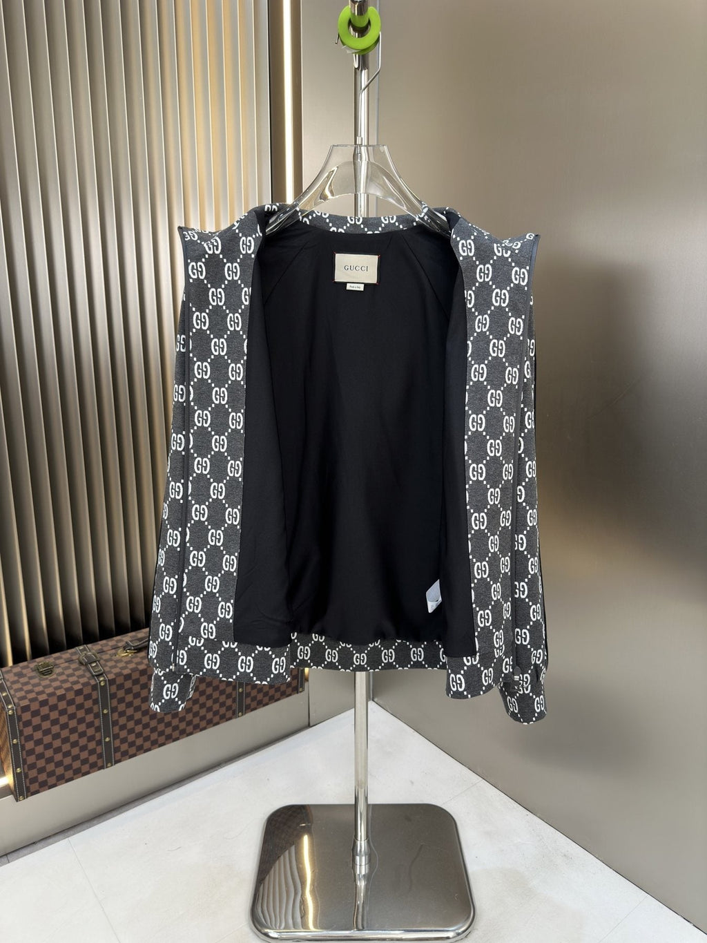 Gucci Black Monogram Zip-Front Jacket