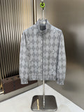 LV Grey Argyle Full-Zip Jacket