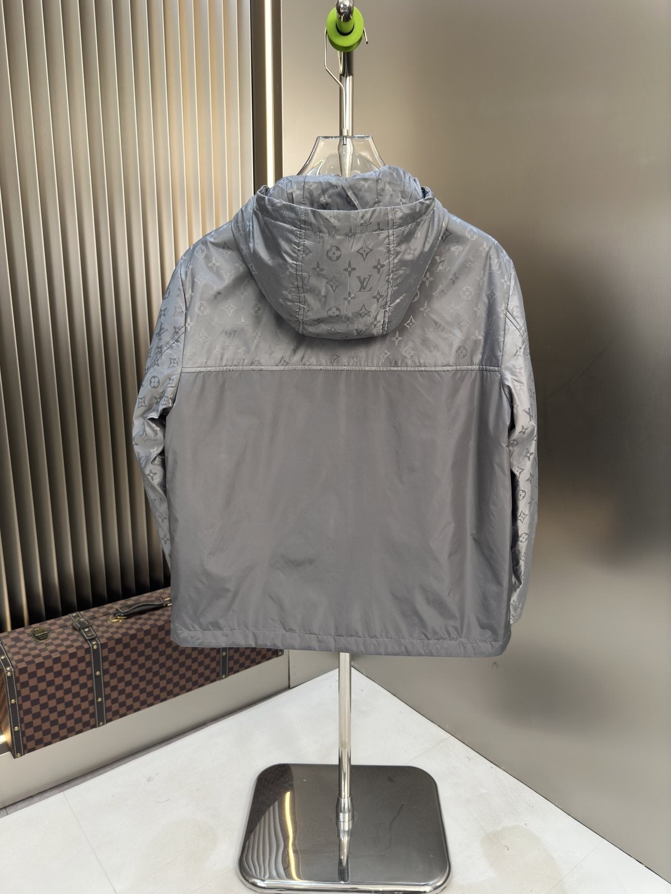 LV Hooded Patterned Panel Jacket