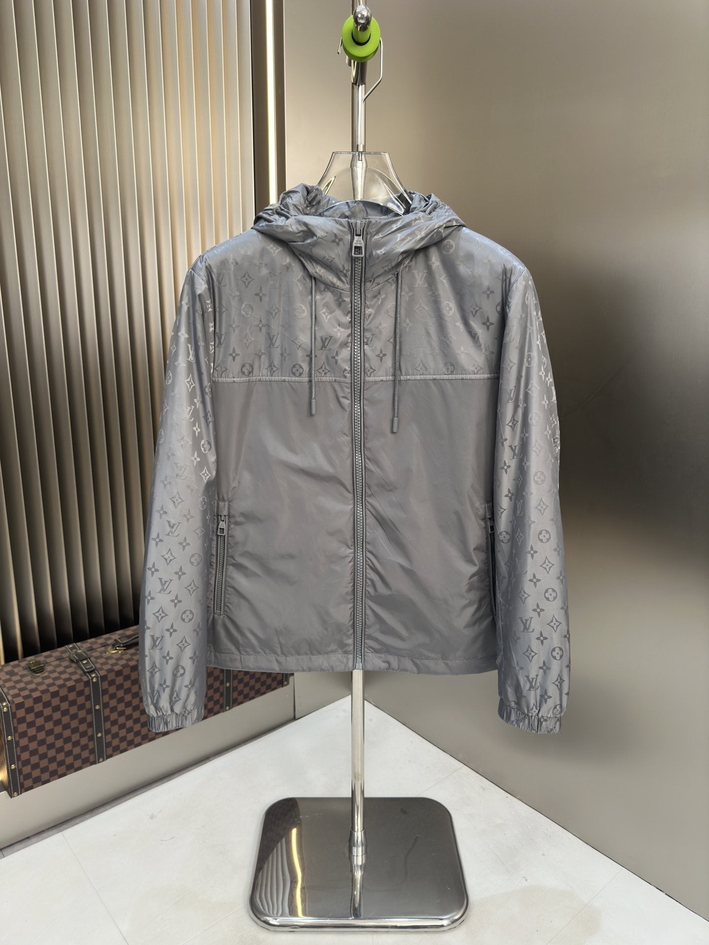 LV Hooded Patterned Panel Jacket
