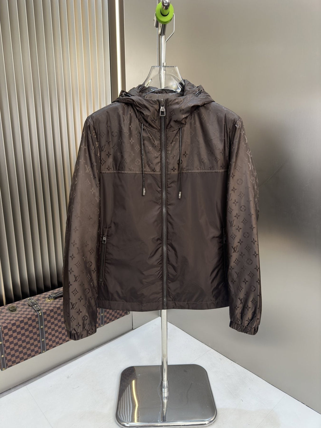 LV Hooded Patterned Panel Jacket
