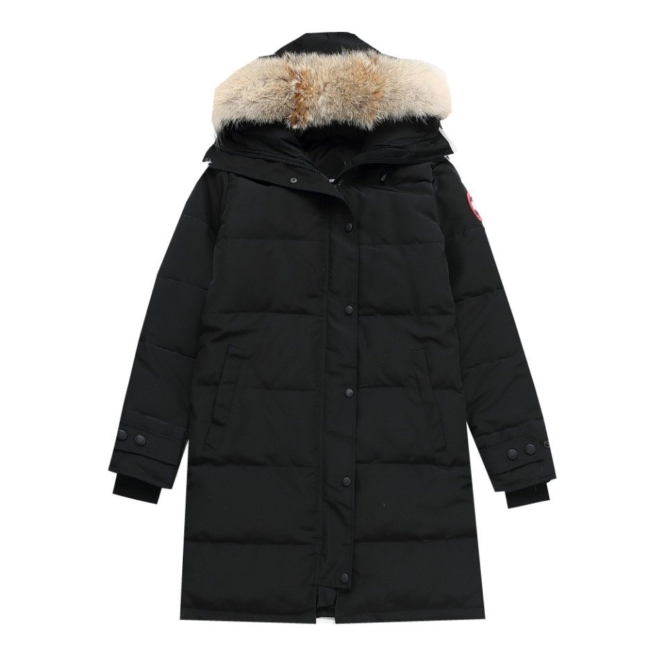 Canada Goose Long Quilted Fur-Trim Hood Puffer Jacket