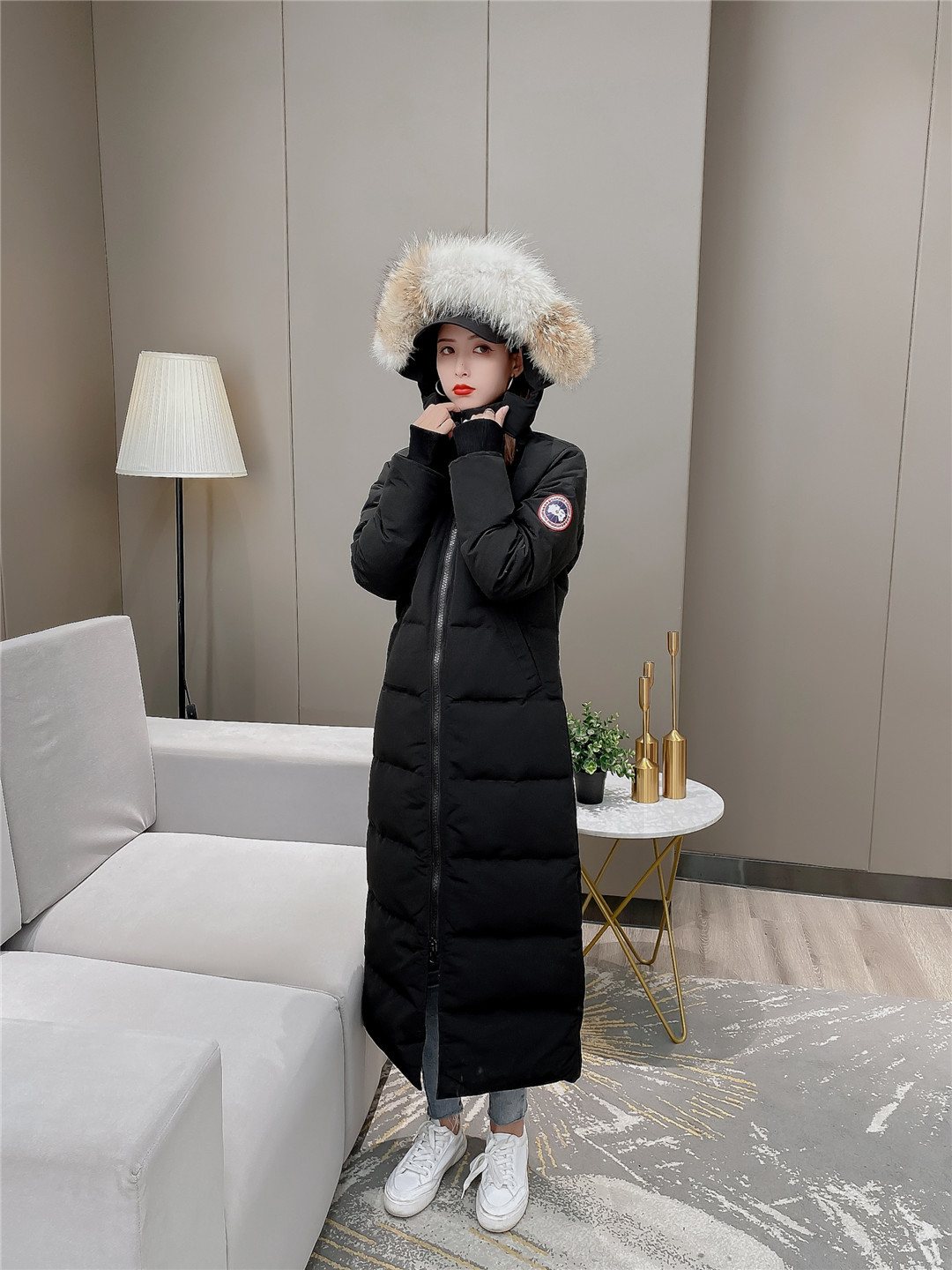 Canada Goose Women's Hooded Fur-Trim Long Down Jacket