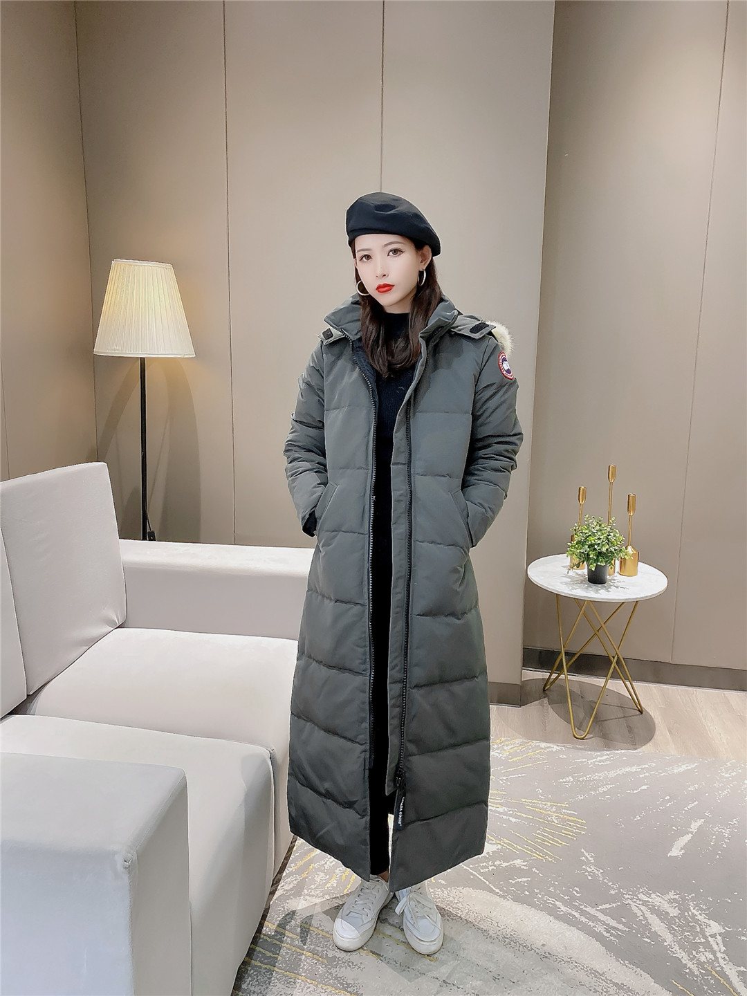 Canada Goose Women's Hooded Fur-Trim Long Down Jacket