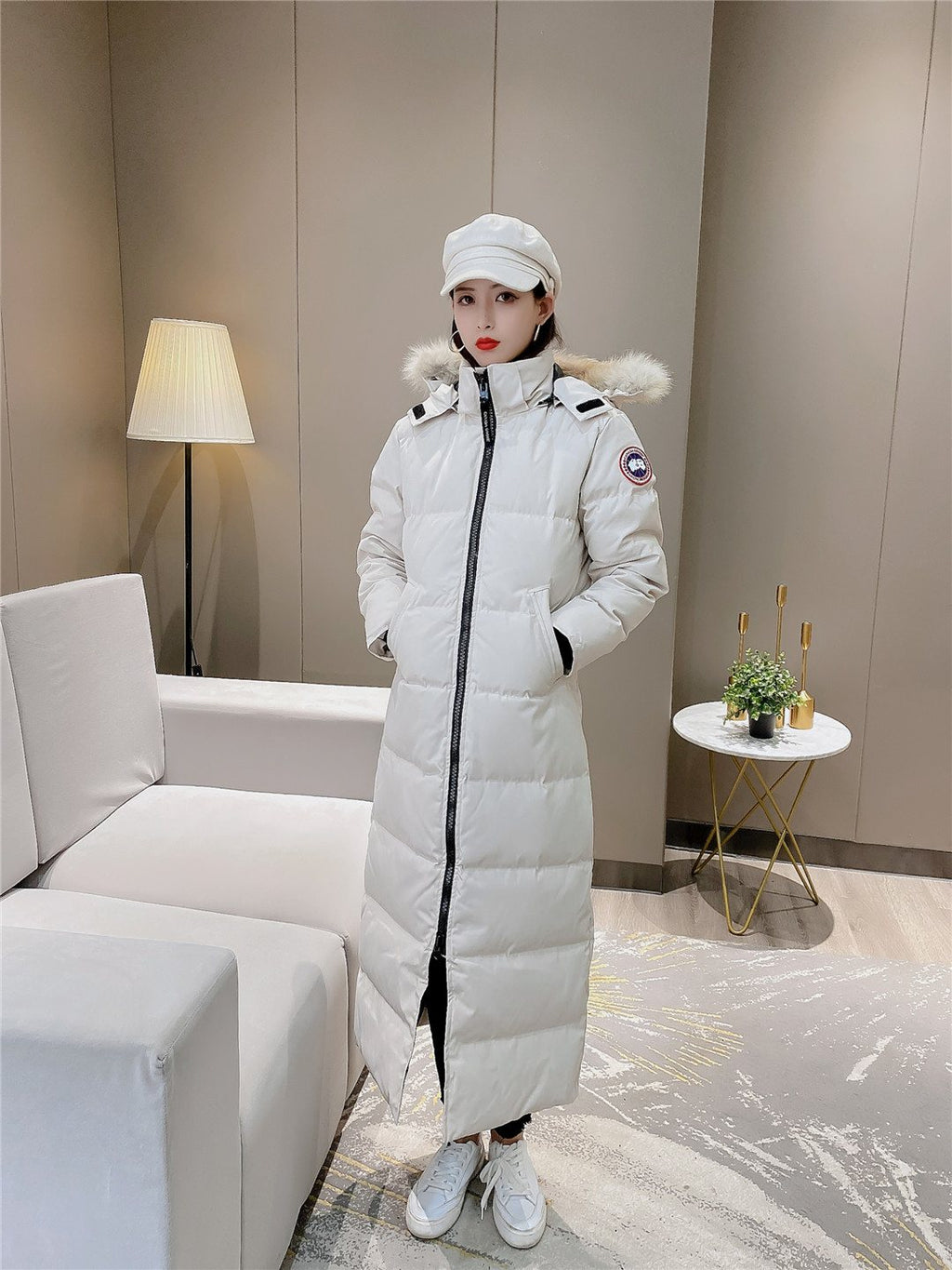 Canada Goose Women's Hooded Fur-Trim Long Down Jacket