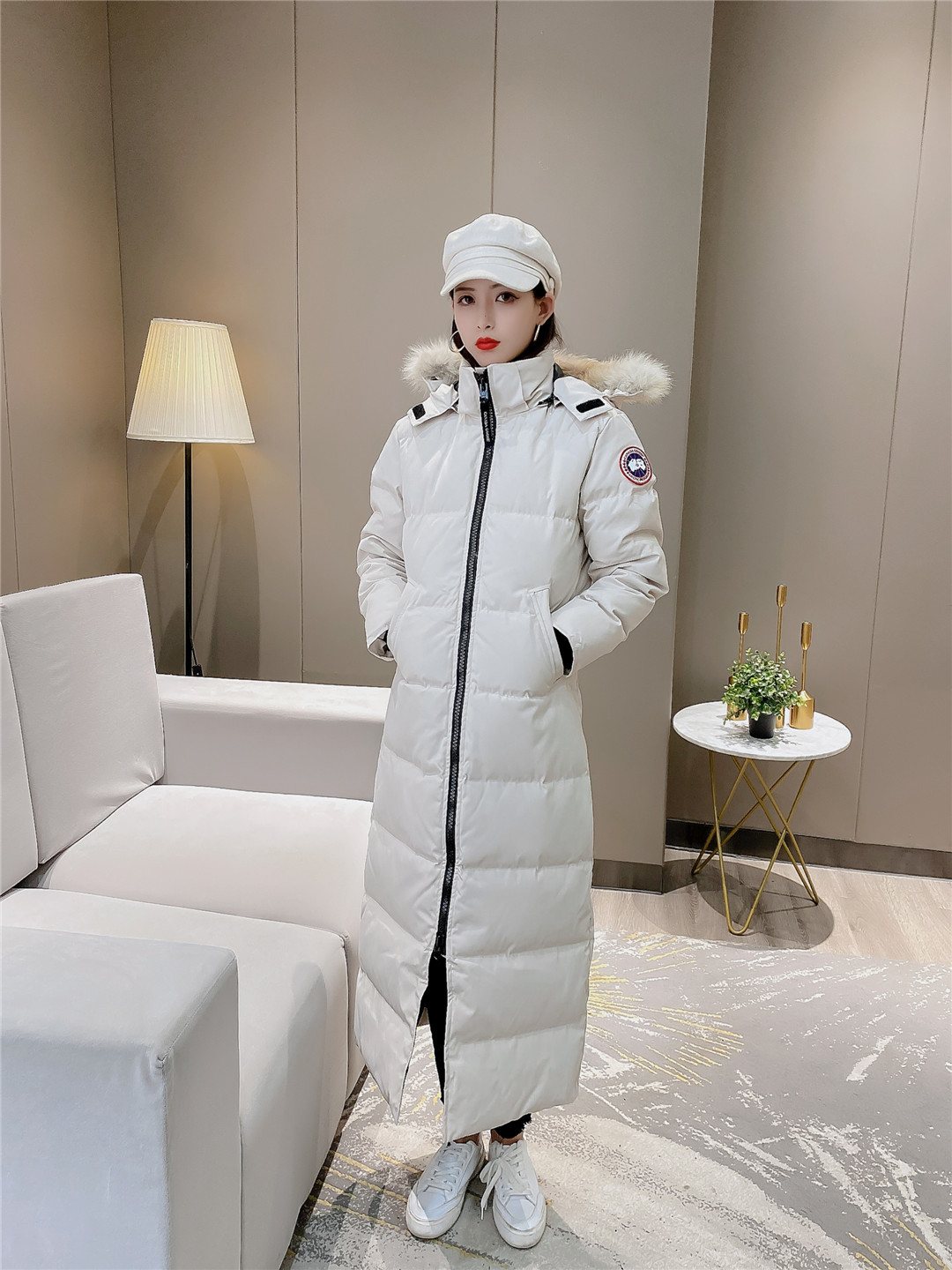 Canada Goose Women's Hooded Fur-Trim Long Down Jacket