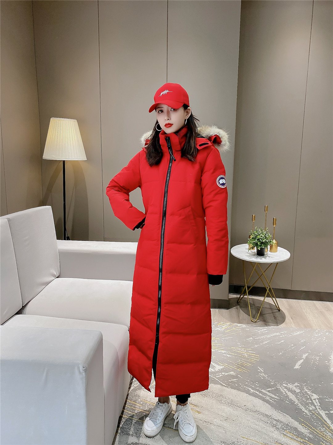 Canada Goose Women's Hooded Fur-Trim Long Down Jacket