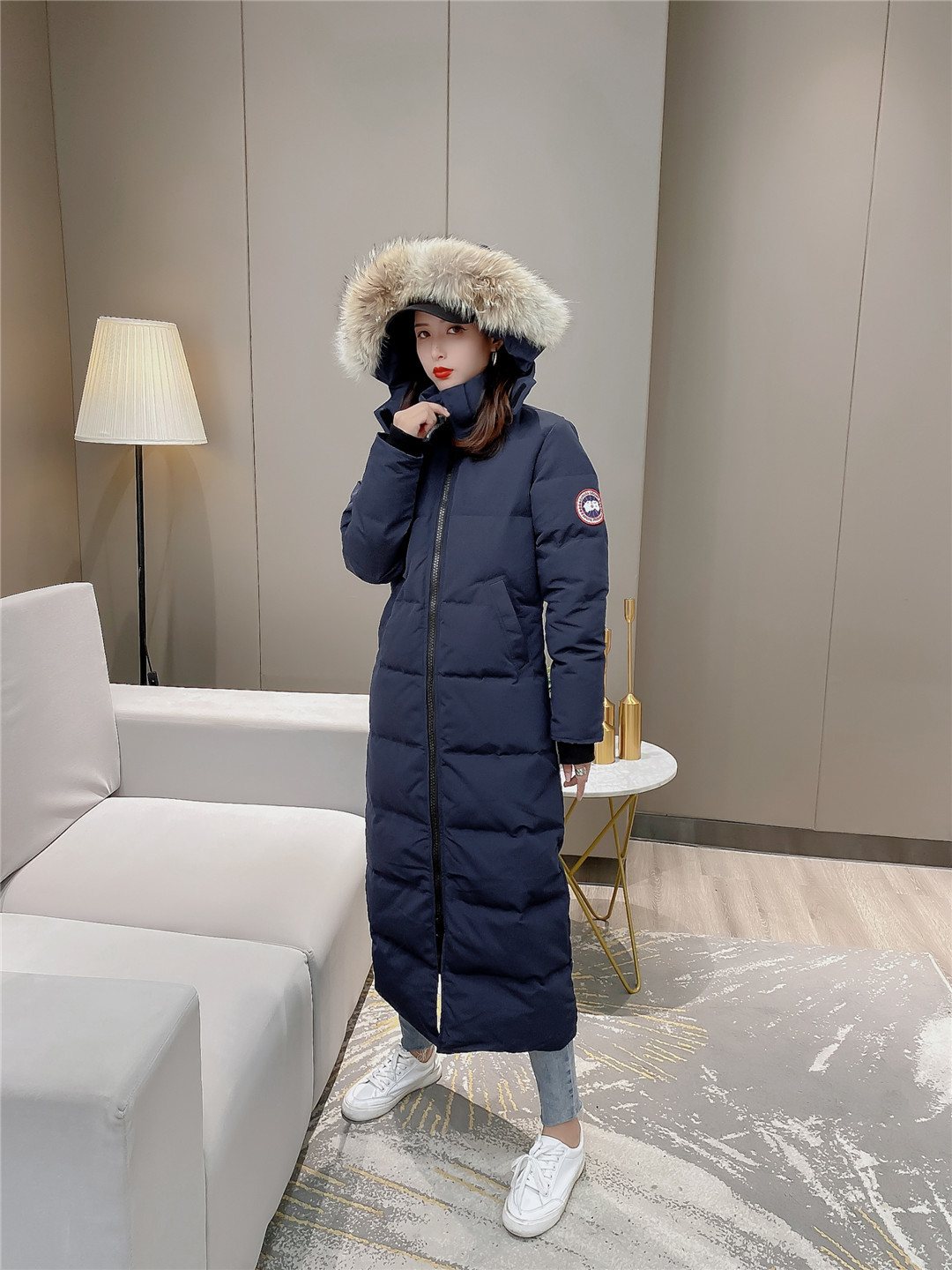Canada Goose Women's Hooded Fur-Trim Long Down Jacket