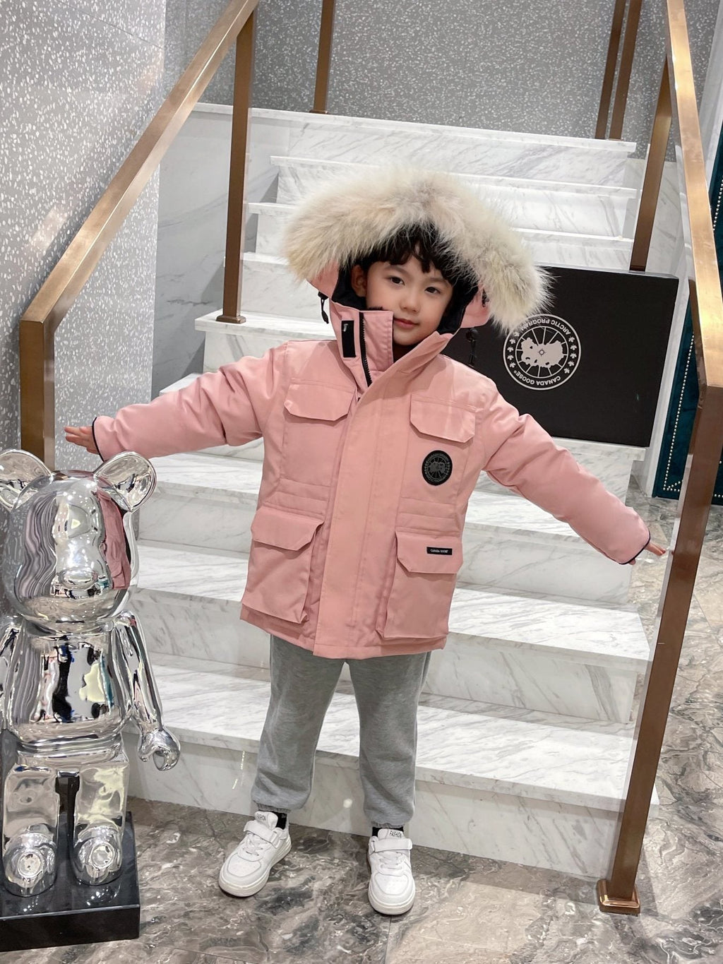 Canada Goose Kids' Fur-Trim Hooded Down Jacket