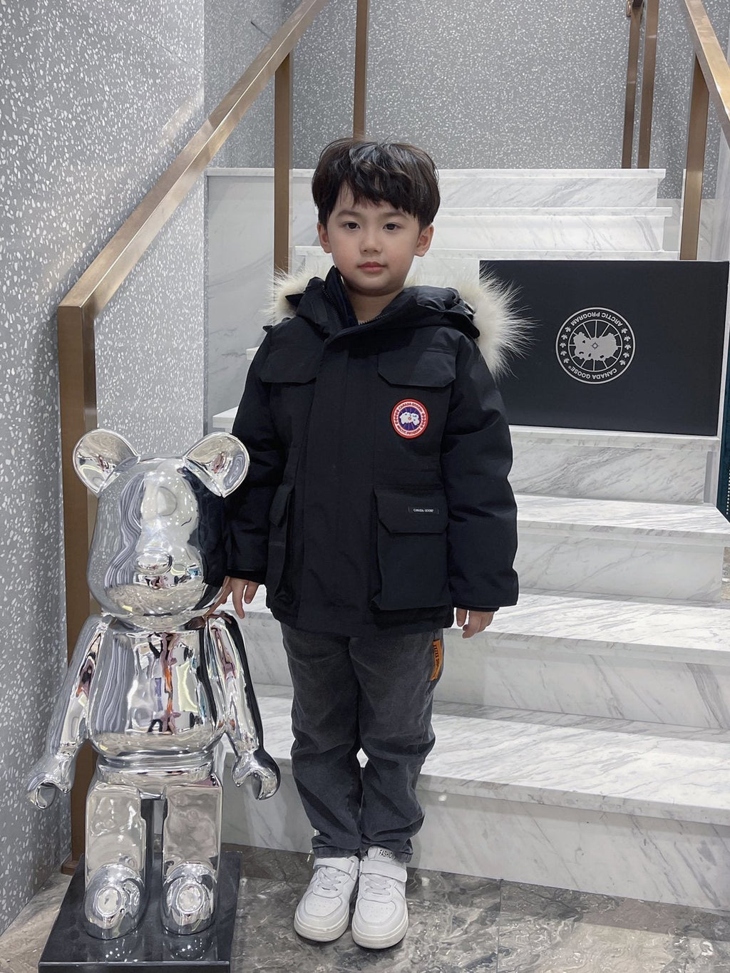 Canada Goose Kids' Fur-Trim Hooded Down Jacket