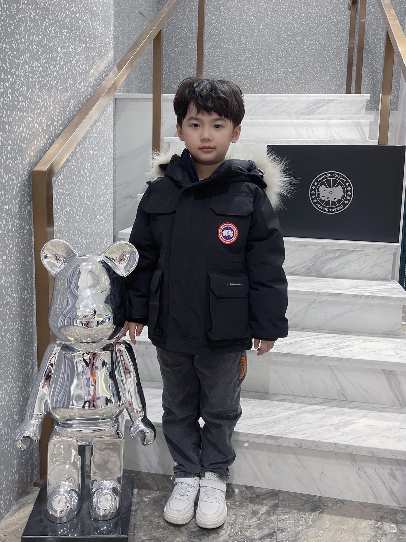Canada Goose Kids' Fur-Trim Hooded Down Jacket