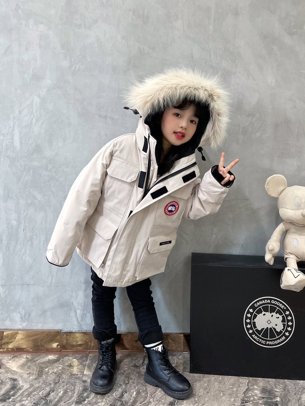 Canada Goose Kids' Fur-Trim Hooded Down Jacket