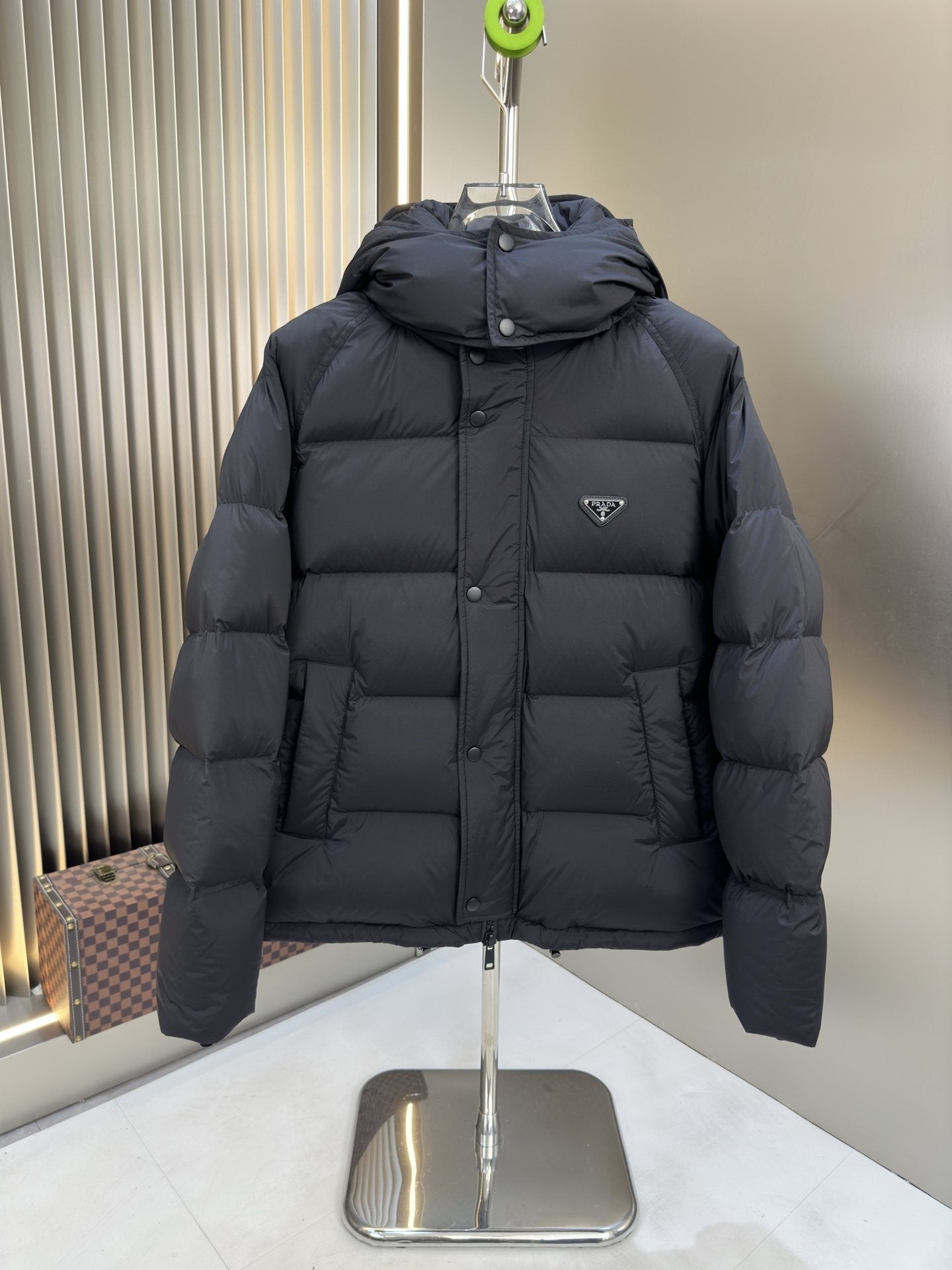 Prada Navy Hooded Puffer Jacket