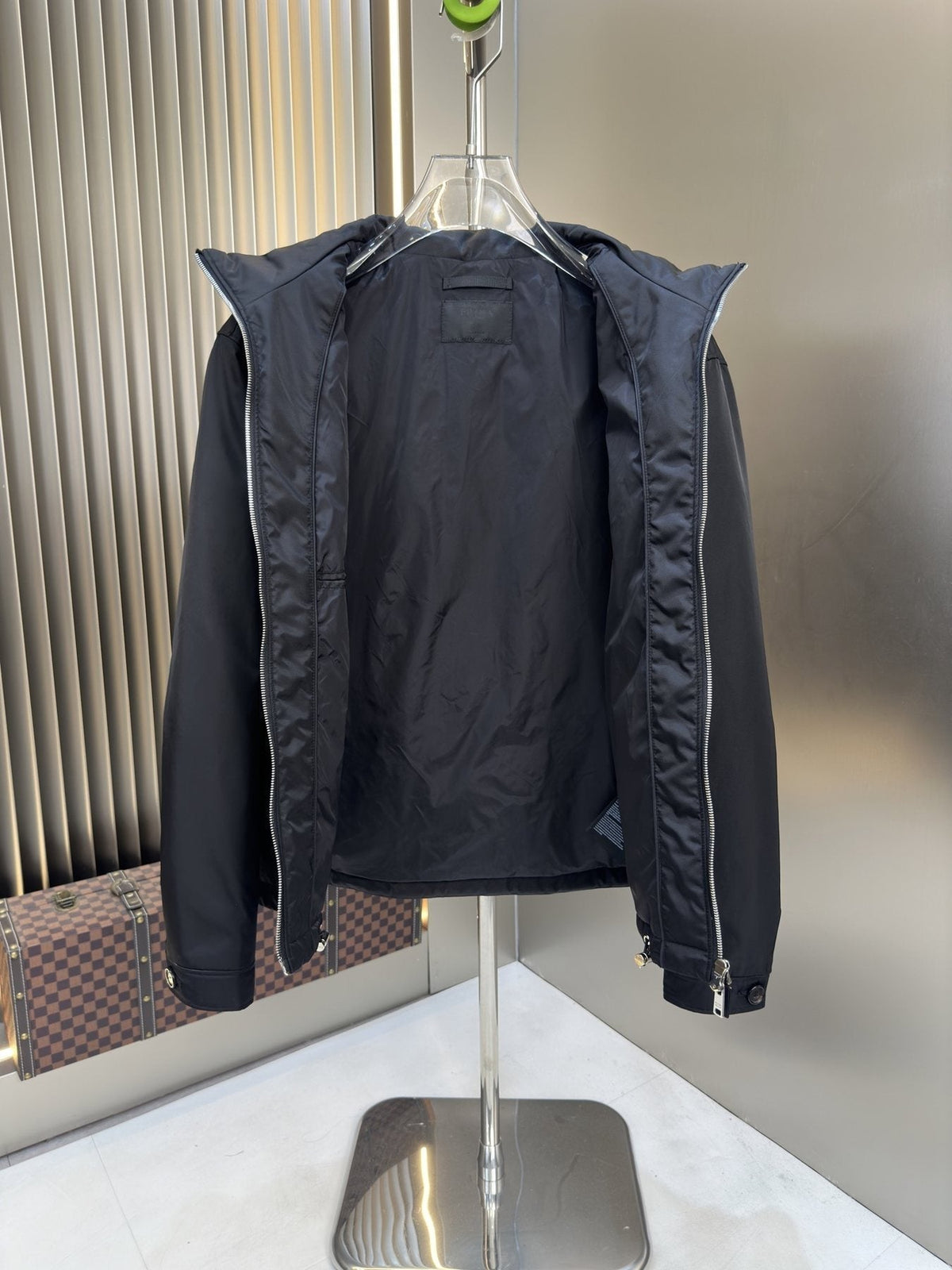 Prada Black Hooded Puffer Jacket