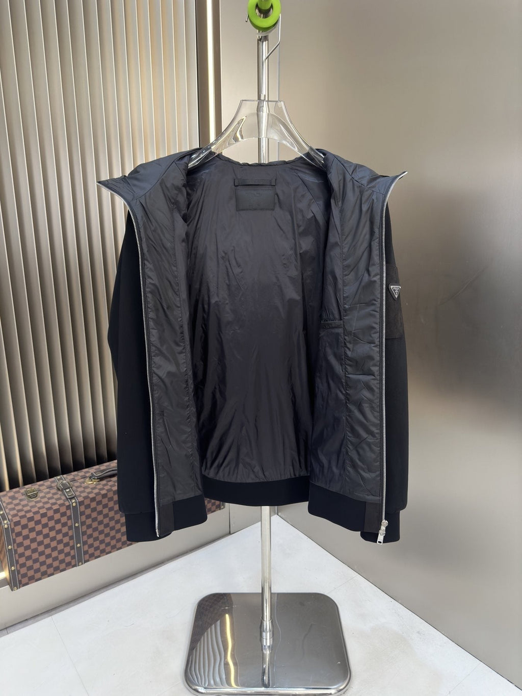 Prada Black Hooded Quilted Puffer Jacket