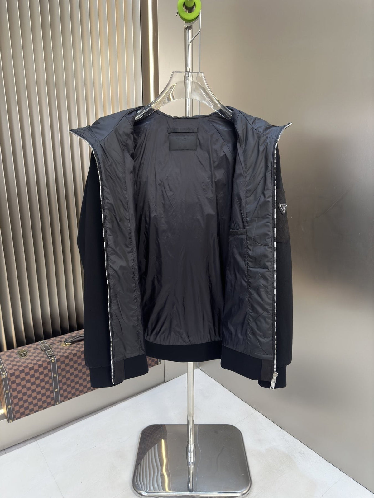 Prada Black Hooded Quilted Puffer Jacket