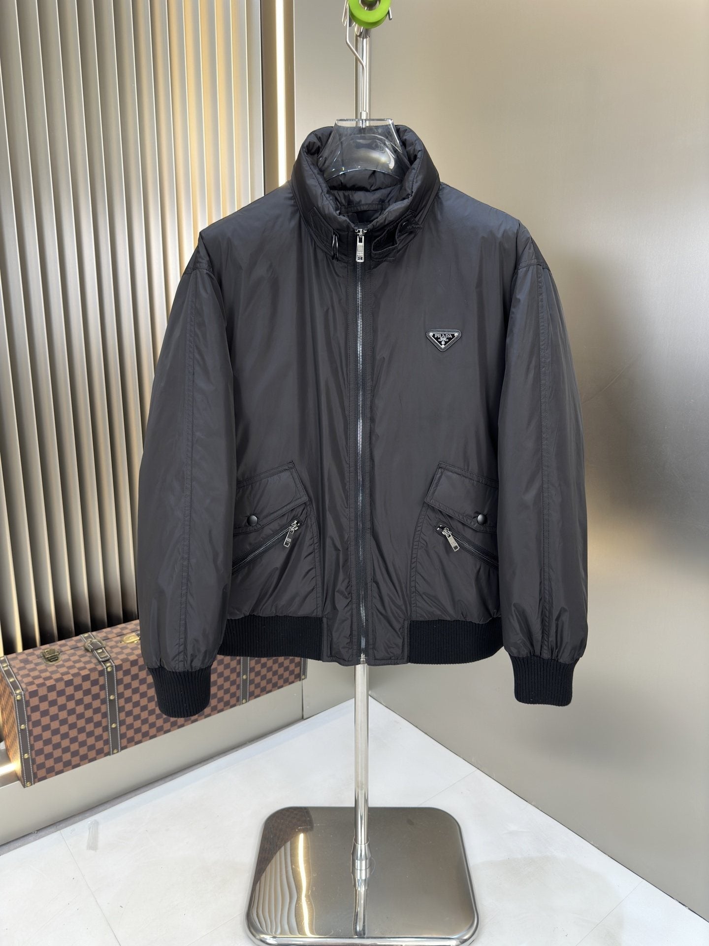 Prada Charcoal Padded Zip-Front Jacket