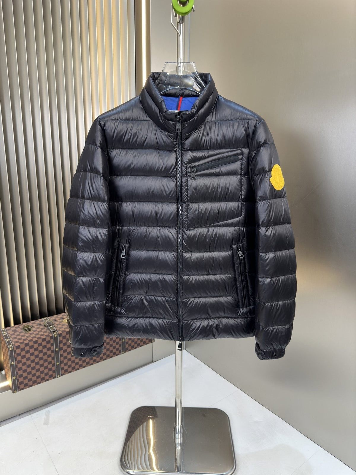 Moncler Black Quilted Puffer Coat with Contrast Lining