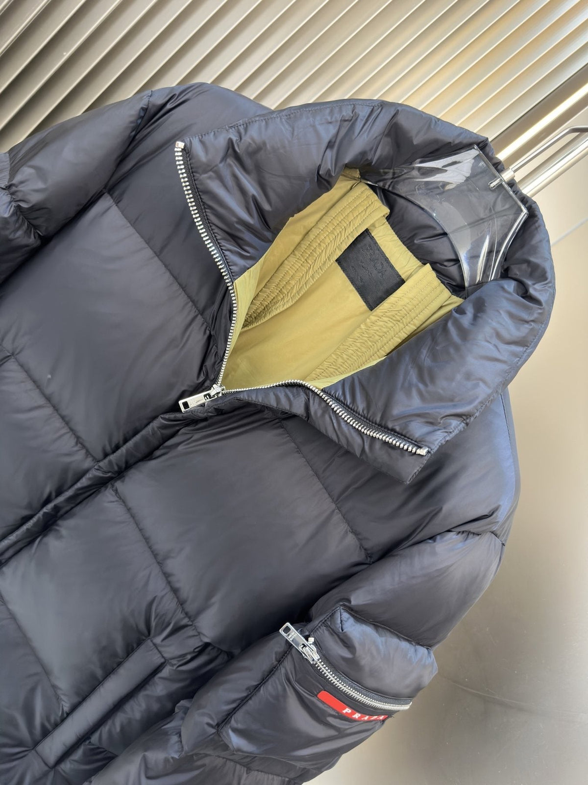 Prada Black Quilted Puffer Jacket with Contrast Lining