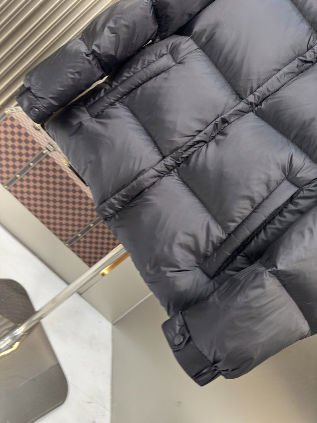 Prada Black Quilted Puffer Jacket with Contrast Lining