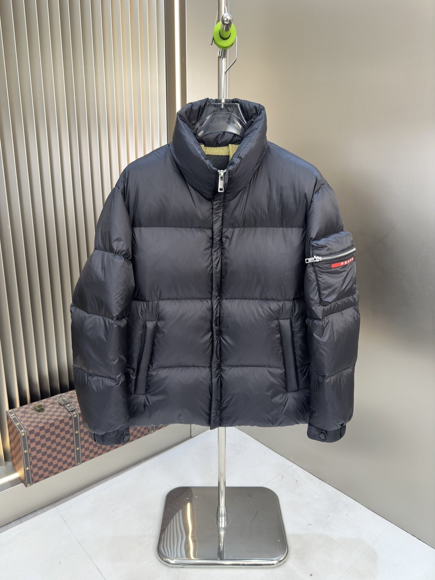 Prada Black Quilted Puffer Jacket with Contrast Lining